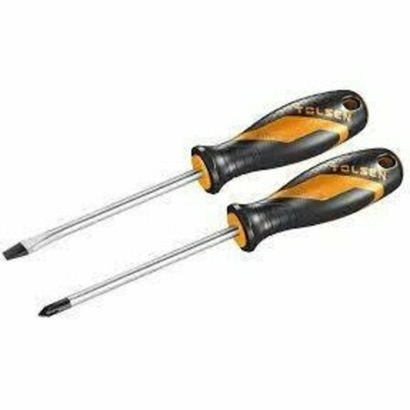 TOLSEN 2pc Screwdriver Set Cr-V, Chrome Plated, Satin Finish, Magnetic Tip 20182